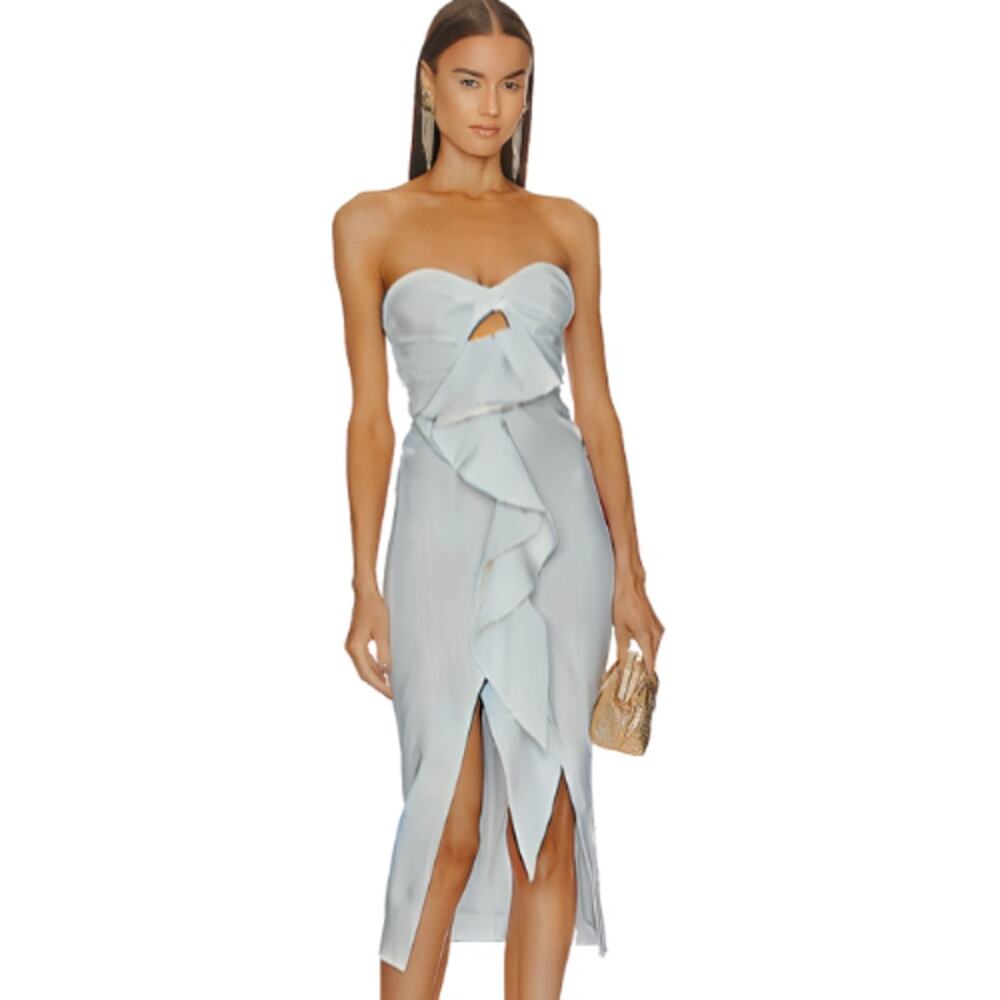 Michael Costello Dorethea Strapless Dress in Mist EUC Size Small